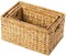 Natural Woven Water Hyacinth Wicker Rectangular Storage Bin Basket with Handles